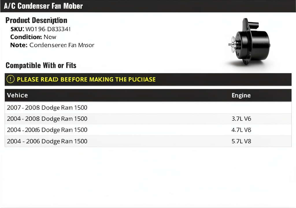 Dodge Condenser Fan Motor