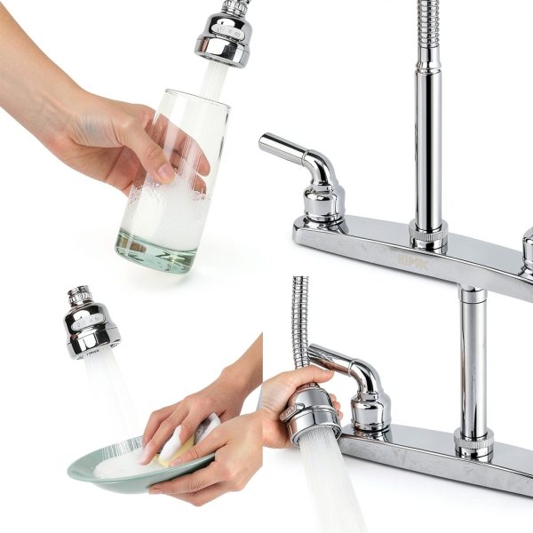 RV Kitchen Faucet XMK Polished Chrome 2-Hole 8-Inch with 360° Swivel-4