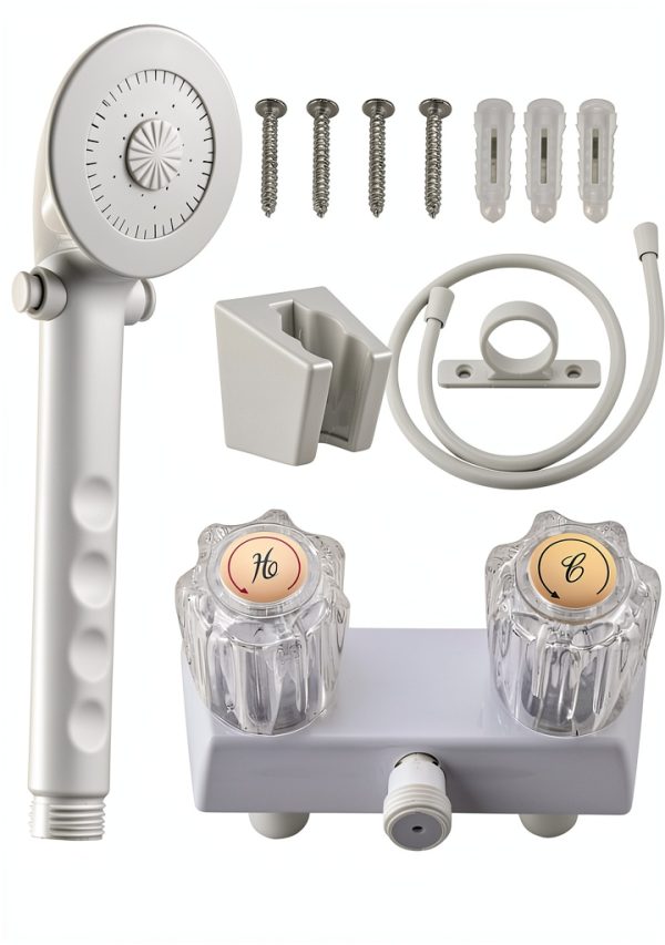 LavishStream RV Shower Faucet Valve Diverter Kit White Wall Mount-0