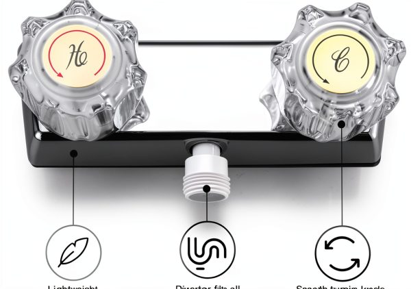 LavishStream RV Shower Faucet Kit Chrome Wall Mount 2-Handle Valve-5