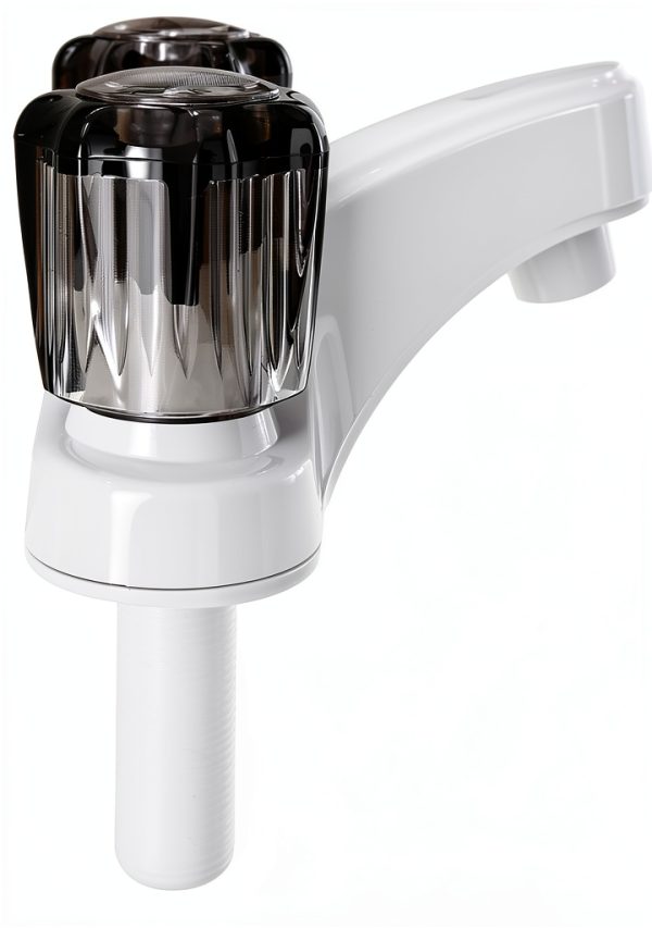 RecPro RV Bathroom Faucet Brushed White Deck-Mount Dual Handles-3