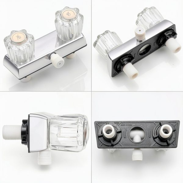 LavishStream RV Shower Faucet Kit Chrome Wall Mount 2-Handle Valve-6