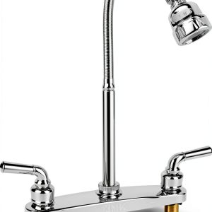RV Kitchen Faucet XMK Polished Chrome 2-Hole 8-Inch with 360° Swivel-0