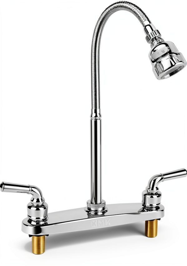 RV Kitchen Faucet XMK Polished Chrome 2-Hole 8-Inch with 360° Swivel-0