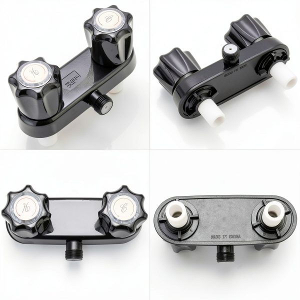 LavishStream RV Shower Faucet Set Black Wall Mount Lever Handles-6