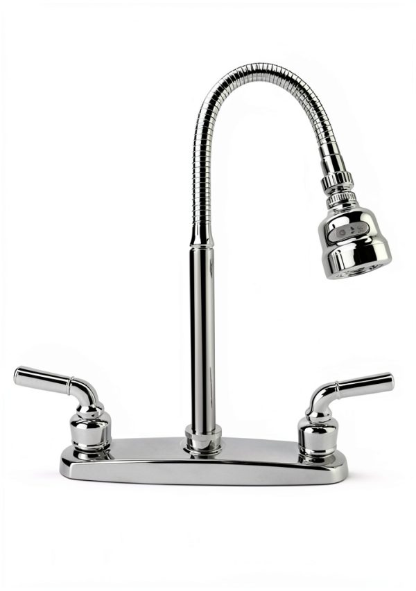 RV Kitchen Faucet XMK Polished Chrome 2-Hole 8-Inch with 360° Swivel-5
