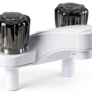 RecPro RV Bathroom Faucet Brushed White Deck-Mount Dual Handles-0