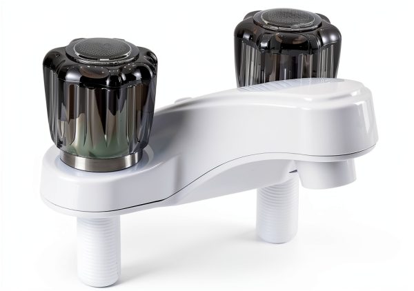 RecPro RV Bathroom Faucet Brushed White Deck-Mount Dual Handles-0