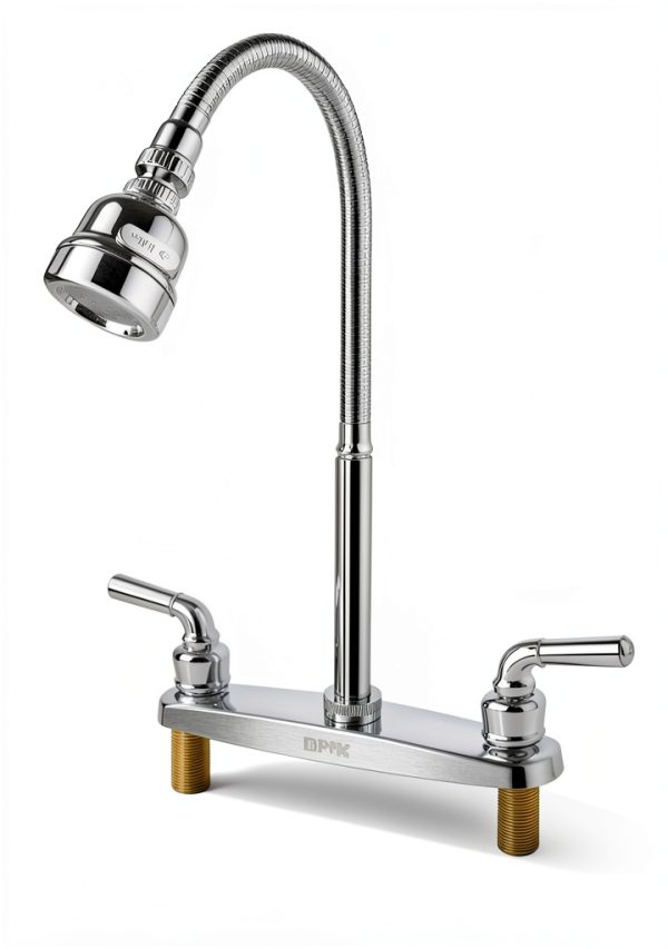 RV Kitchen Faucet XMK Polished Chrome 2-Hole 8-Inch with 360° Swivel-1