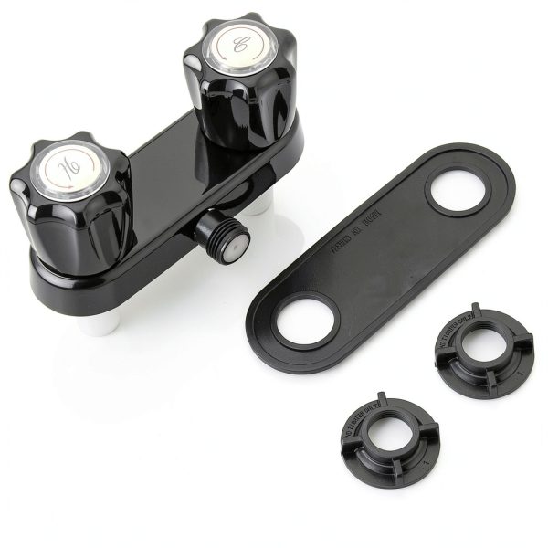 LavishStream RV Shower Faucet Set Black Wall Mount Lever Handles-5