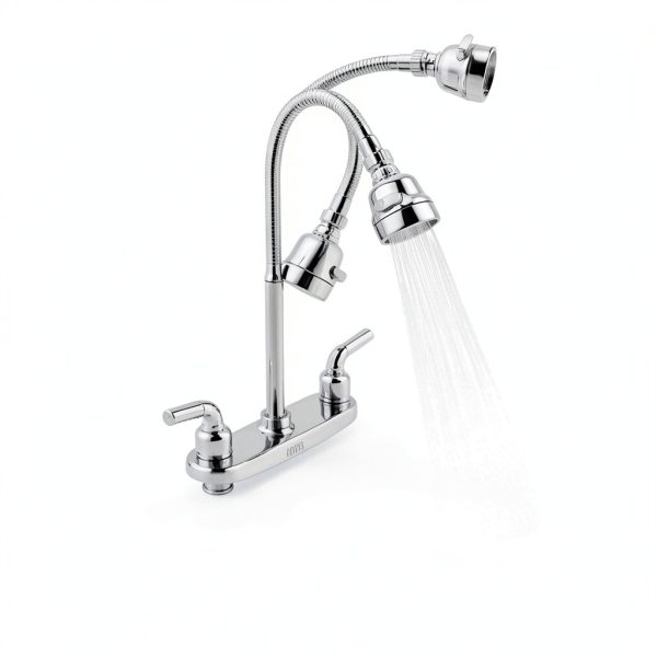 RV Kitchen Faucet XMK Polished Chrome 2-Hole 8-Inch with 360° Swivel-2