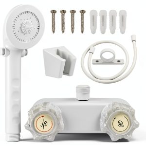 LavishStream RV Shower Faucet Diverter Kit with Handheld White-0
