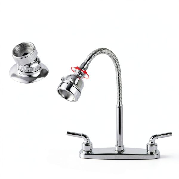 RV Kitchen Faucet XMK Polished Chrome 2-Hole 8-Inch with 360° Swivel-3