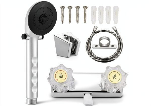 LavishStream RV Shower Faucet Kit Chrome Wall Mount 2-Handle Valve-0