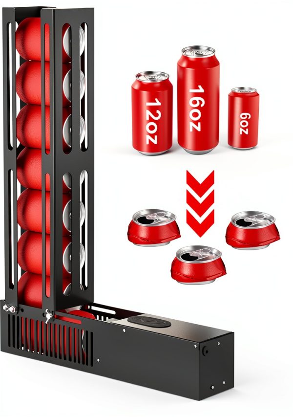 SIXRARI Electric Can Crusher for Recycling 8oz 12oz & 16oz Cans, Fill 8 cans at a Time, Automatic Can Eject, Heavy Duty Can Crushers for Recycling Aluminum Seltzer, Cola, Beer Cans (Black)-0
