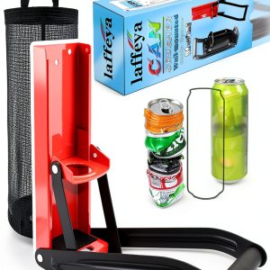 laffeya Wall Mounted Can Crusher 16 oz Red for Recycling Soda Beer-0