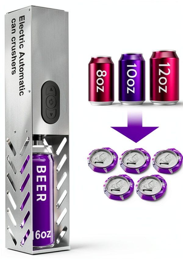 Automatic Can Crusher, 8/12/16oz Electric Can Crushers for Recycling Wall Mounted, Can Trash Compactor for Aluminum Seltzer,Aluminum Can Crusher Electric, Soda, Cola,Beer Cans and Bottles-1